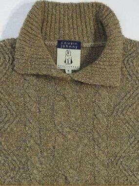 Cousin Johnny Sz Med Brown Sweater Sportwear Made in USA Wool Blend